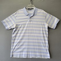 Nautica Men Shirt Size L Blue Polo Preppy Stripe Classic Short Sleeve Button Up - £11.50 GBP