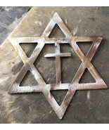 Star of David with Cross - Metal Wall Art - Silver 12&quot;  - $34.65 CAD
