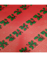 CHRISTMAS WRAPPING PAPER GIFT WRAP Vintage Red with Holly and Berries - £9.19 GBP
