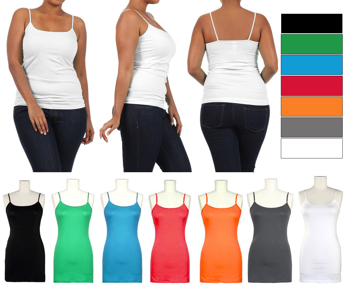 NEW Plus Size XL 2X 3X Spaghetti Strap Colors CAMISOLE Undershirt Layer Tank