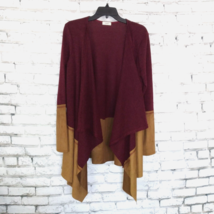 Oddy Open Front Cardigan Womens Medium Red Brown Long Sleeve Knit Faux S... - $24.99