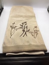 Avanti Bath Towel Laguna Beige Tan Embroidered Embellished Linen Look He... - $26.06