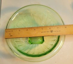 Green Uranium 8" Bowl Ribbed Pattern Rolled Edge image 7
