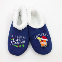 Snoozies Men&#39;s Slippers Old Fashioned Christmas Large 11/12 Navy Blue - $12.86