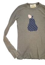Vintage Scrapbook Thermal Top Small Gray Waffle Knit Pear USA Cute image 2