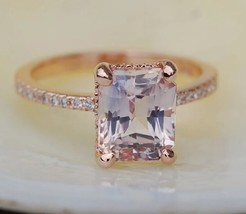 3.10ct lavender Sapphire &amp;Diamond 14k Rose Gold Engagement Wedding Gift Ring - £867.93 GBP