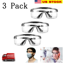 3 pcs Clear Safety Goggles Glasses Anti Fog Lens Work Lab Protective Chemical - £11.86 GBP