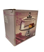 Anchor Hocking  2 Piece Footed Cake Set Canfield 160086 In Original Box ... - $38.23 CAD