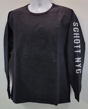 DA) Men Schott NYC Long Sleeve Black Cotton T-Shirt Large USA - £38.69 GBP
