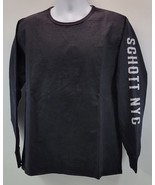 DA) Men Schott NYC Long Sleeve Black Cotton T-Shirt Large USA - £39.51 GBP