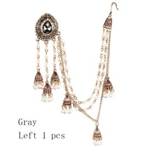 Indian Earring link Headdress Jewelry Handmade Bead Chain With Metal Pendant Ant - £6.65 GBP