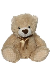 Best Made Toys Tan Teddy Bear Plush Gold Bow Stuffed Animal 2018 11.5&quot; - £11.63 GBP