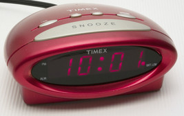 VINTAGE TIMEX LED ALARM CLOCK RED RETRO ELECTRIC BATTERY BACKUP 5” TESTE... - $9.89