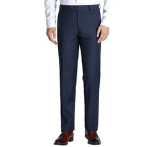 Men Flat Front Suit Separate Pants Slim Fit Soft light Weight Slacks 201-19 Navy image 10