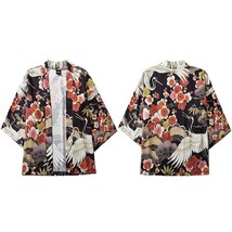 Streetwear Japanese Kimono Jacket Colorful  Crane Harajuku 2022 Hip Hop Men Japa - £62.46 GBP