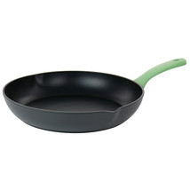 Oster Rigby 12 Inch Aluminum Nonstick Frying Pan in Green with Pouring Spouts - £29.05 GBP