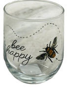 1 Pc 4 1/4” Tall 16.8oz”Bee Happy”Drinking Tumbler Glass-NEW-SHIP24 - £12.53 GBP