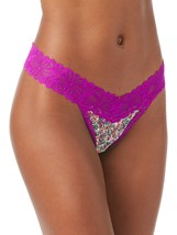 No Boundaries Women&#39;s Lace Thong Panties Size 3XL  Purple Floral V Thong New - £8.26 GBP