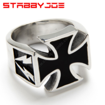 Stabbyjoe Mens Iron Cross Ring Cast 316L Surgical Stainless Steel Size 7-13 Usa - £10.41 GBP