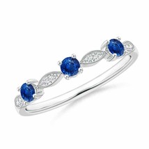 ANGARA Blue Sapphire &amp; Diamond Marquise and Dot Band in 14K Solid Gold - £466.90 GBP