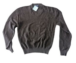 vtg 60s 70s DRUMMOND sweater XL Brown 100% orlon acrylic V-Neck Sweater - $33.25