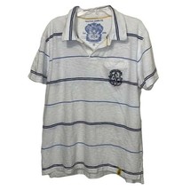 Nautica Jeans Co. White Striped Polo Shirt Men&#39;s Size XXL 2XL Crest Retro - £11.09 GBP