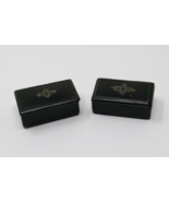 Antique Black Lacquered Paper Mache Inlaid Miniature Snuff Boxes - $97.99