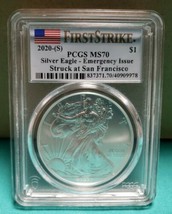 2020-(S) American Silver Eagle Emergency Issue PCGS MS-70 F/S - £155.80 GBP