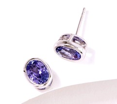 Affinity Gems Tanzanite Oval-Cut Sterling Silver Stud Earrings NIB - £124.95 GBP