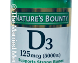Nature&#39;s Bounty Vitamin D3 125 mcg 5000 IU 150 softgels each 7/2026 FRESH! - $14.95