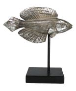 Marine Silver Tone Diamond-Tail Flasher Wrasse Fish Sculpture With Pole ... - $967.18 MXN