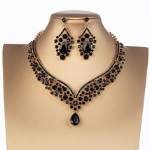 KMVEXO Fashion Crystal AB Necklace Earrings Set Rhinestone Bridal Jewelr... - $21.27