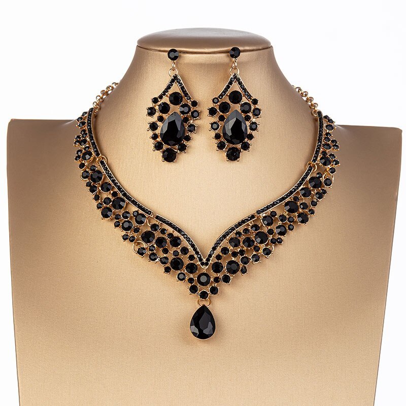 Primary image for KMVEXO Fashion Crystal AB Necklace Earrings Set Rhinestone Bridal Jewelry Sets f