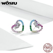 Rings 925 sterling silver rainbow zircon heart jewelry stud earrings 925 women earrings thumb200