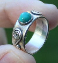 Sterling Silver &amp; Turquoise Ring old vintage 925 size 6.5 ESTATE SALE - £53.48 GBP