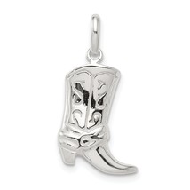 Sterling Silver Cowboy Boot Charm Pendant Jewelry 22mm x 17mm - £11.46 GBP