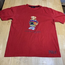 Polo Ralph Lauren Men&#39;s 4XL Red  Polo Bear Graphic Print Crew-Neck T-Shirt - $830.41 MXN