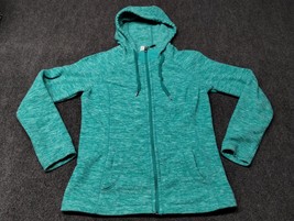 Green Tea Fleece Jacket Women Small Mint Hooded Full Zip Soft Teal - £18.07 GBP