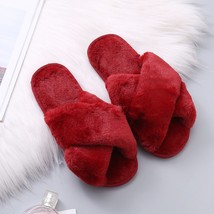 Warm Fluffy Slippers Women Shoes Red 40-41 - £11.78 GBP