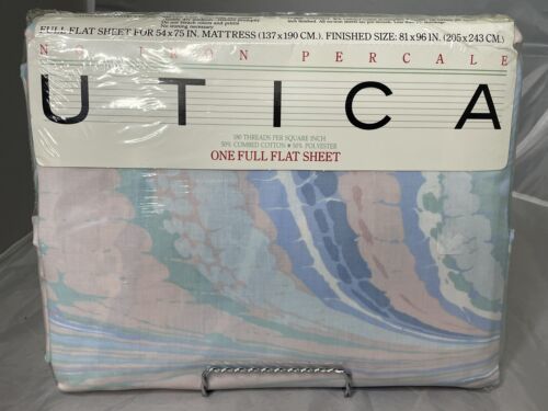 VTG ￼Stevens Utica FULL FLAT SHEET PERCALE No Iron NIP NEW Light Motif 1985 - $24.99