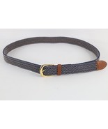 Deadstock Vintage 90s Streetwear Metal Leather Braided Stretch Belt Mens... - $40.89 CAD