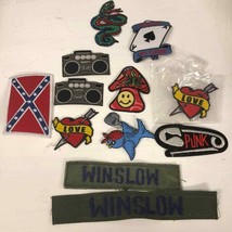 Lot of 12 various sew on iron on pop military Love Punk flag embroidered... - $22.72