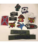 Lot of 12 various sew on iron on pop military Love Punk flag embroidered... - £17.87 GBP