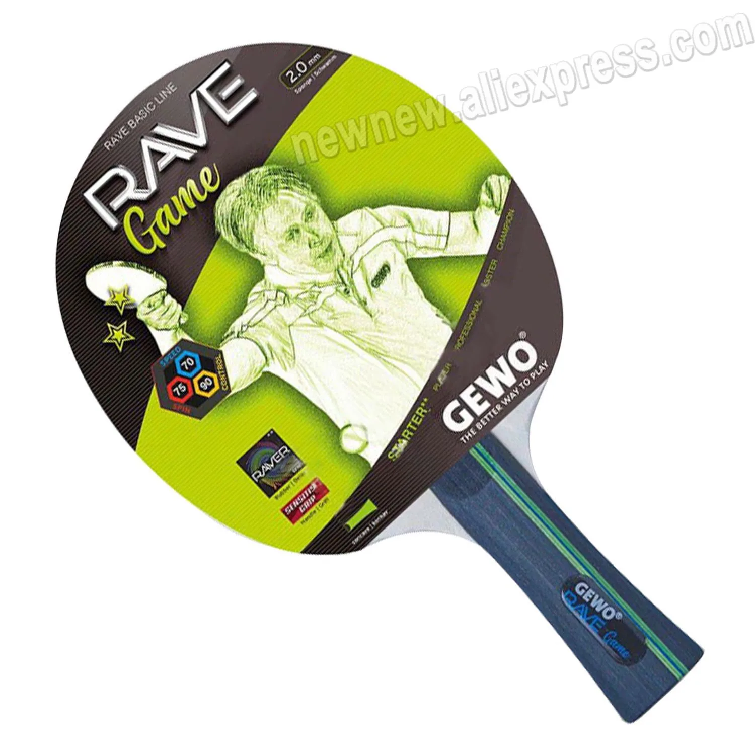 Sporting Original GEWO RAVE GAME Table Tennis Racket Pre-Aembled Ping Pong Bat - £53.43 GBP