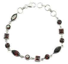 fine-looking Garnet 925 Sterling Silver Red Bracelet Natural wholesale US gift - £32.53 GBP