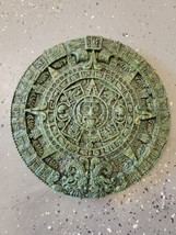 Vintage Malachite Composite Mayan Calendar Medallion Aztec Wall Art Plaque 11.5&quot; - £154.88 GBP