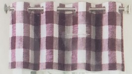 1 Printed Curtains Grommet Valance Only (56"x12") Purple & White Squares, Lhf - $14.84
