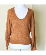 New Abound Sweater Size XS Womens Brown Amber Long Sleeve V-Neck Boucle Knit - $17.81