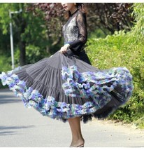 Black A-line Ruffle Layered Tulle Skirt Women Custom Plus Size Ball Gown Skirt image 2