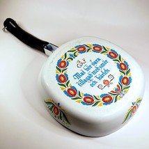 Swedish Enamelware Skillet 8&quot; Square Pan Vintage 1960s-70s Floral Folk A... - $650.81 MXN